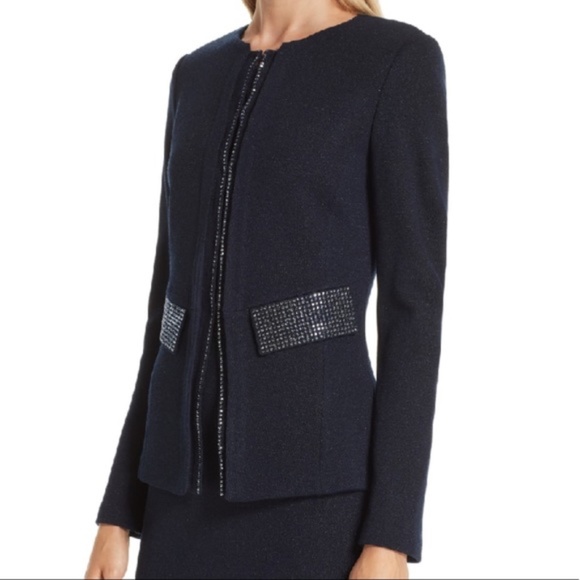 St. John  Mod Crystal Trim Knit Evening Jacket L/US10 - Picture 4 of 5